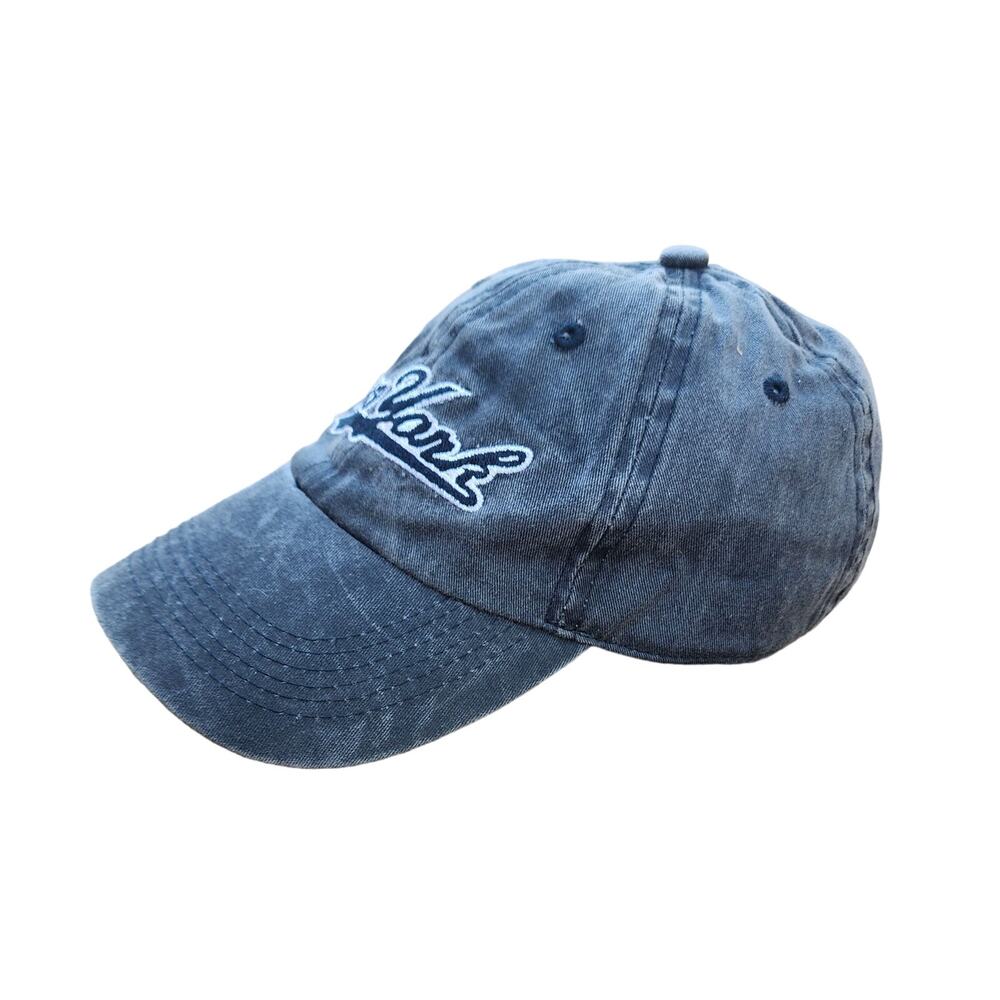 Vintage 90s New York Distressed Dad Hat | Charcoal Gray Embroidered Cap - Picture 3 of 7